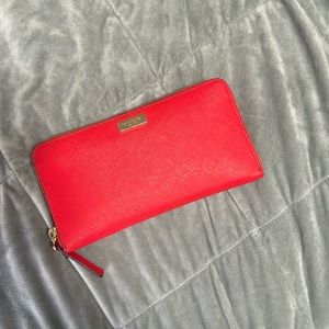 Kate Spade Red Wallet Zip Around Continental